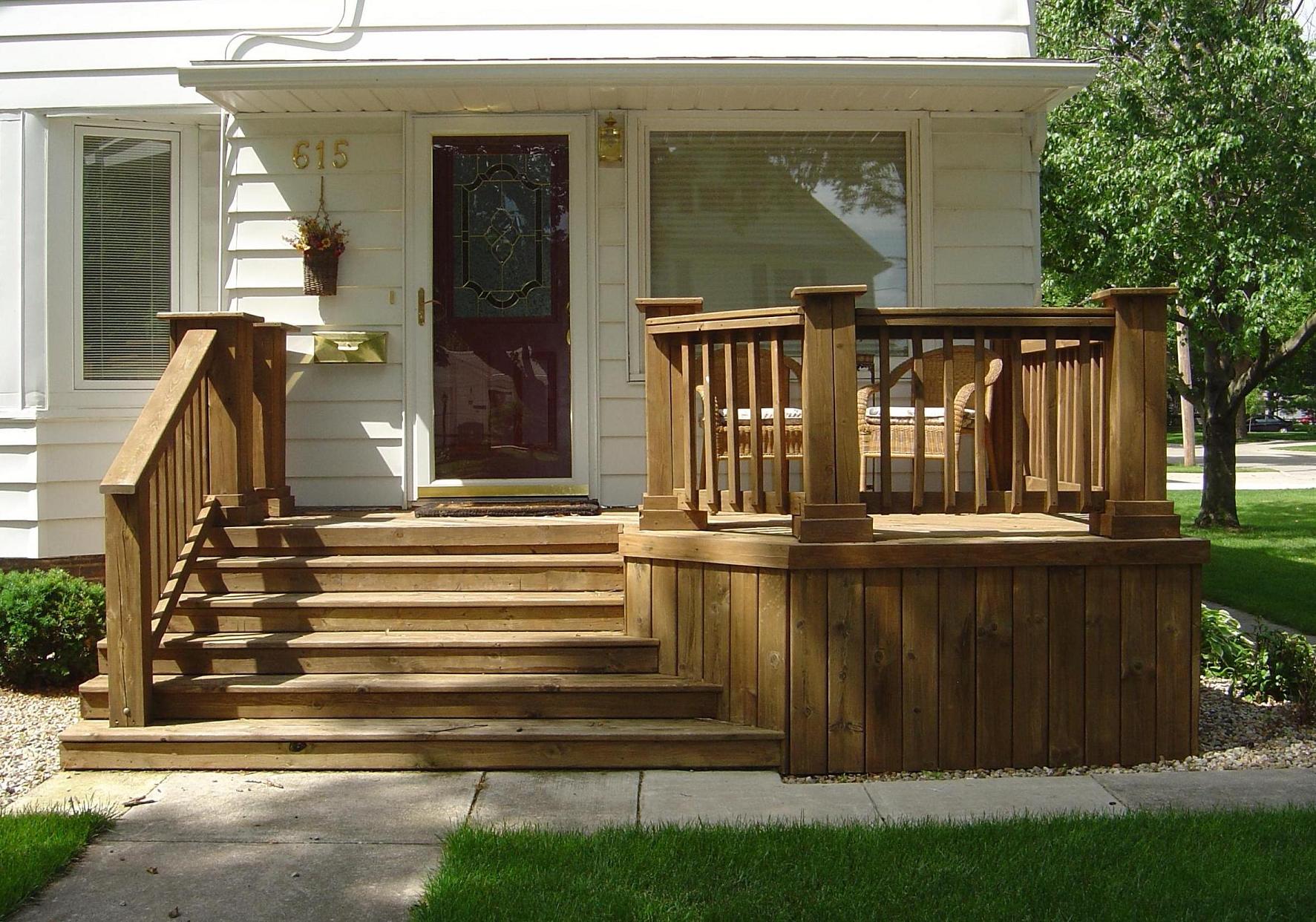 Front Porch Wood Deck Design