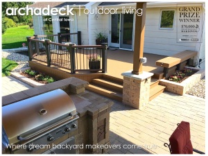 TimberTech Deck viewed from outdoor kitchen under the open porch